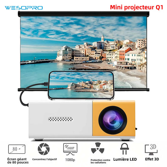 🎬 Mini Rétroprojecteur LED – 120" -720p
