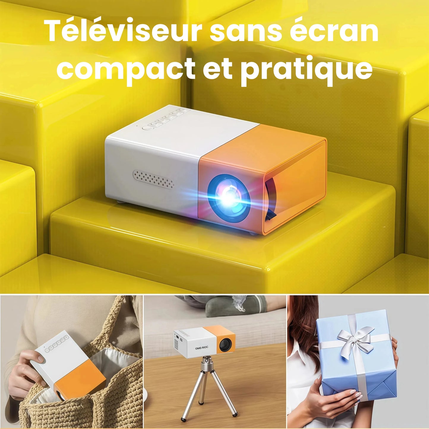 🎬 Mini Rétroprojecteur LED – 120" -720p