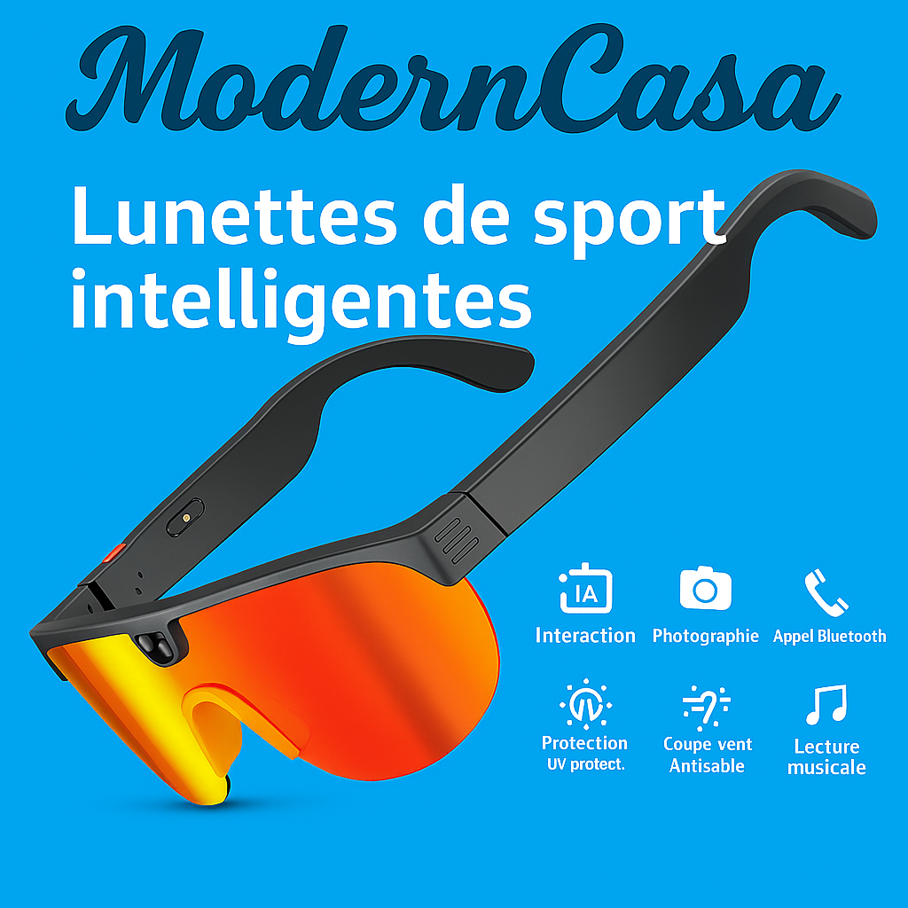 Lunettes Sport I.A ⚡Haut-parleurs & Caméra