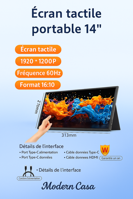 Ecran Portable Tactile 14’’ 📺